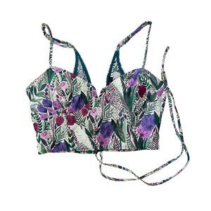 Floral Corset Top | Lace-Up Back | NWT | Size Medium